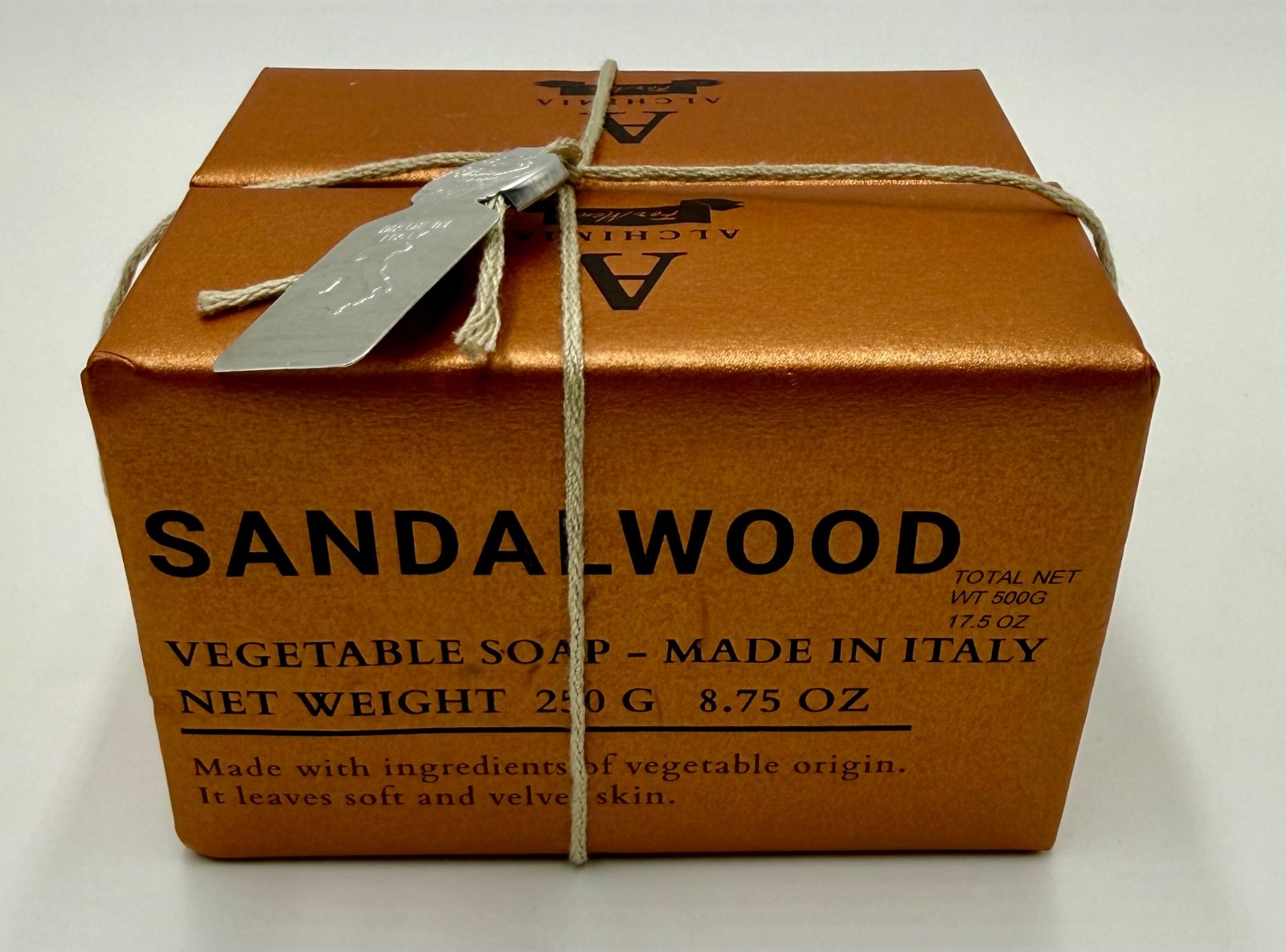 ALCHIMIA – Sandalwood Vegetable Soap 2 Bars 250gr – 8.75 oz. Italy
