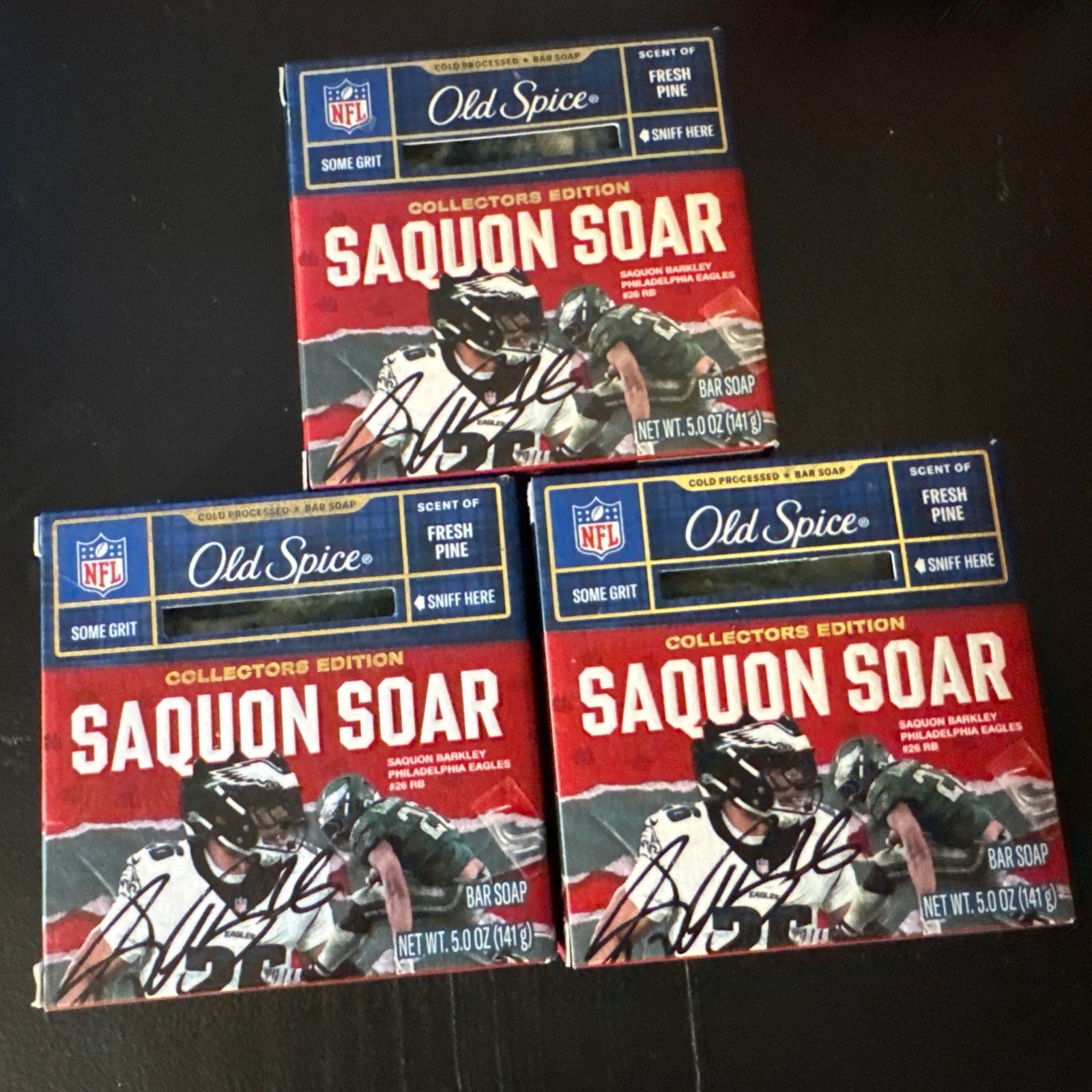 🔥 Three 3 Old Spice Saquon Soar Bar Soap Fresh Pine Collectors Edition 5 oz New