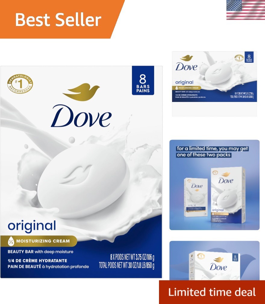 Dove Beauty Bar Soap 8 Pack – Dermatologist Recommended for Soft, Smooth Skin