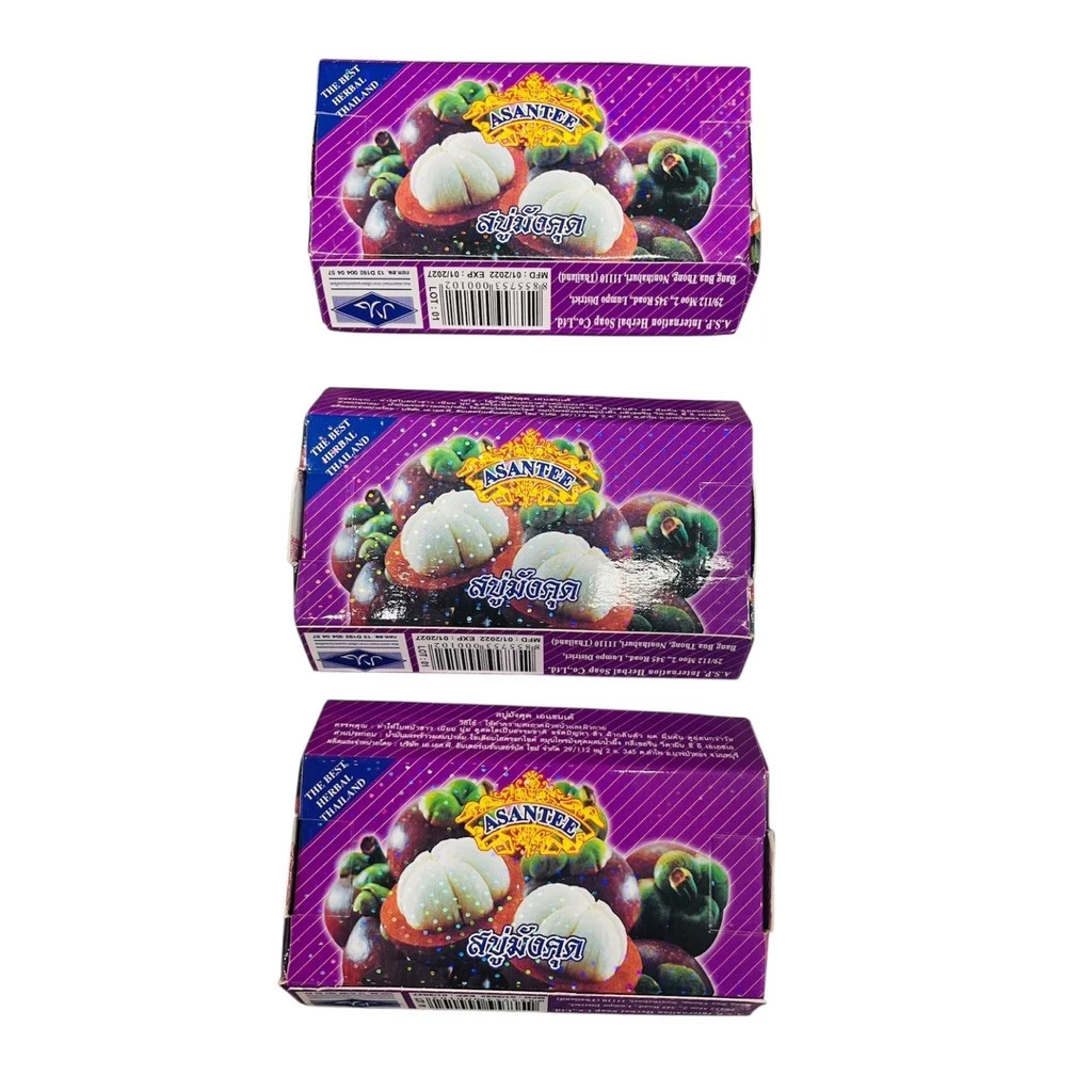 Asantee Mangosteen Herbal Soap 125 grams x 6 Bars Natural Anti-Acne Whitening