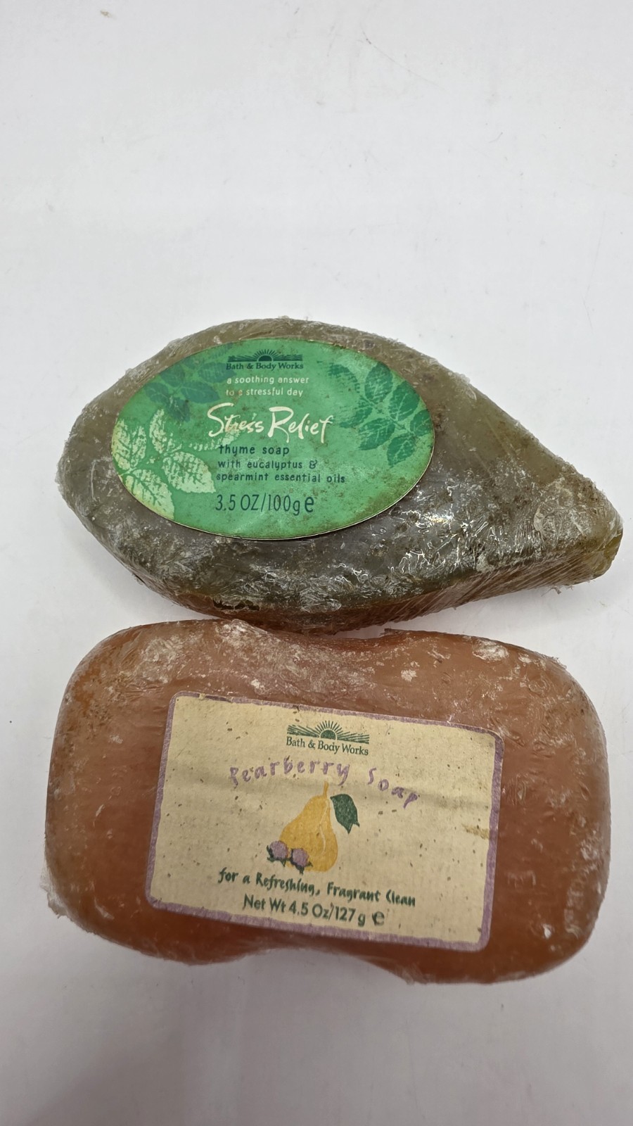 Bath and Body Works Pearberry Soap 4.5oz & Stress Relief 3.5oz Rare Discontinued