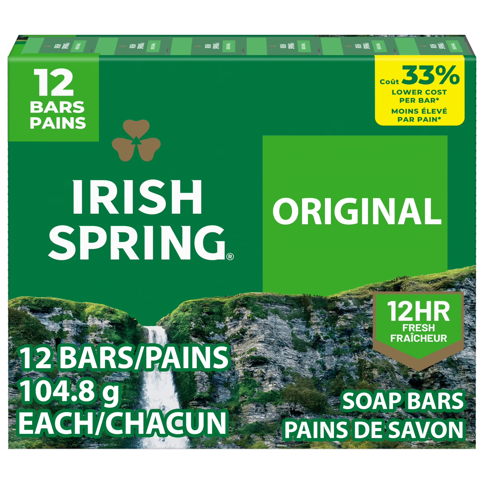 Original Deodorant Bar Soap for Men, with Flaxseed Oil, 3.7 Oz Bar (12 Pack)