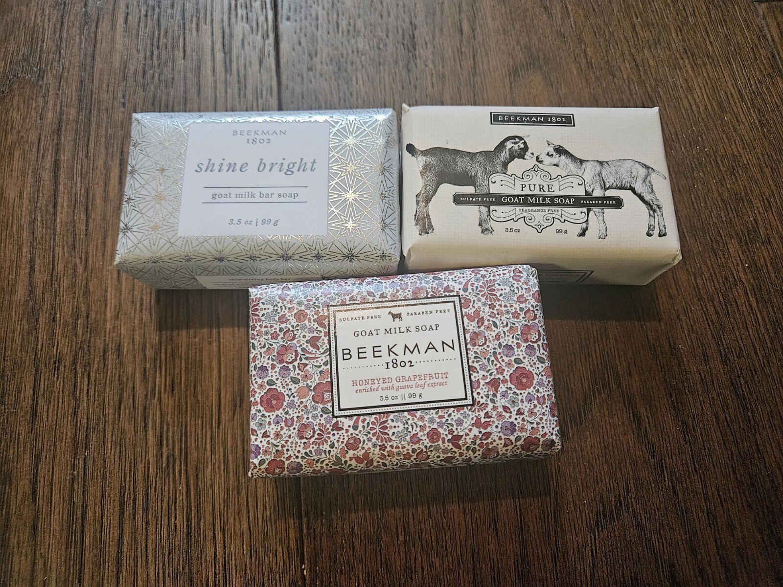 3 Beekman 1802 Soap Honeyed Grapefruit Shine Bright Goat Milk 3.5 oz New In Pack