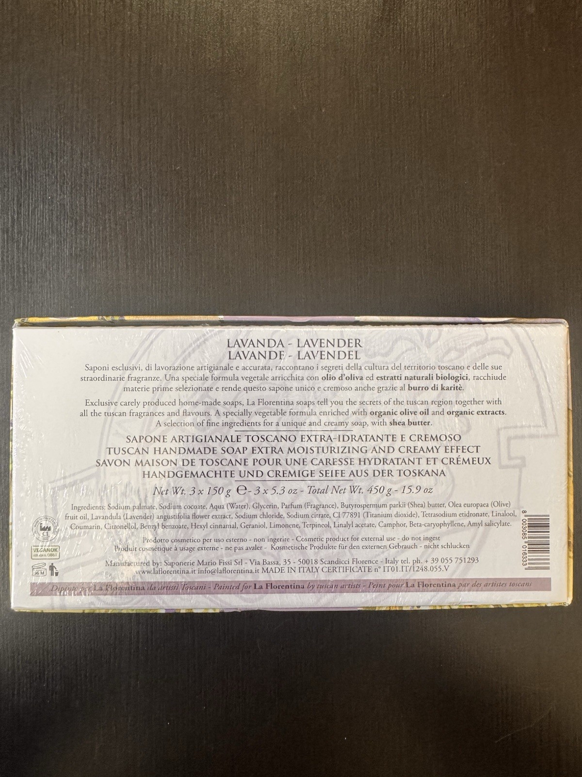 La Florentina Lavanda Lavender Moisturizing Soap Bars 3 Pack Made in Italy