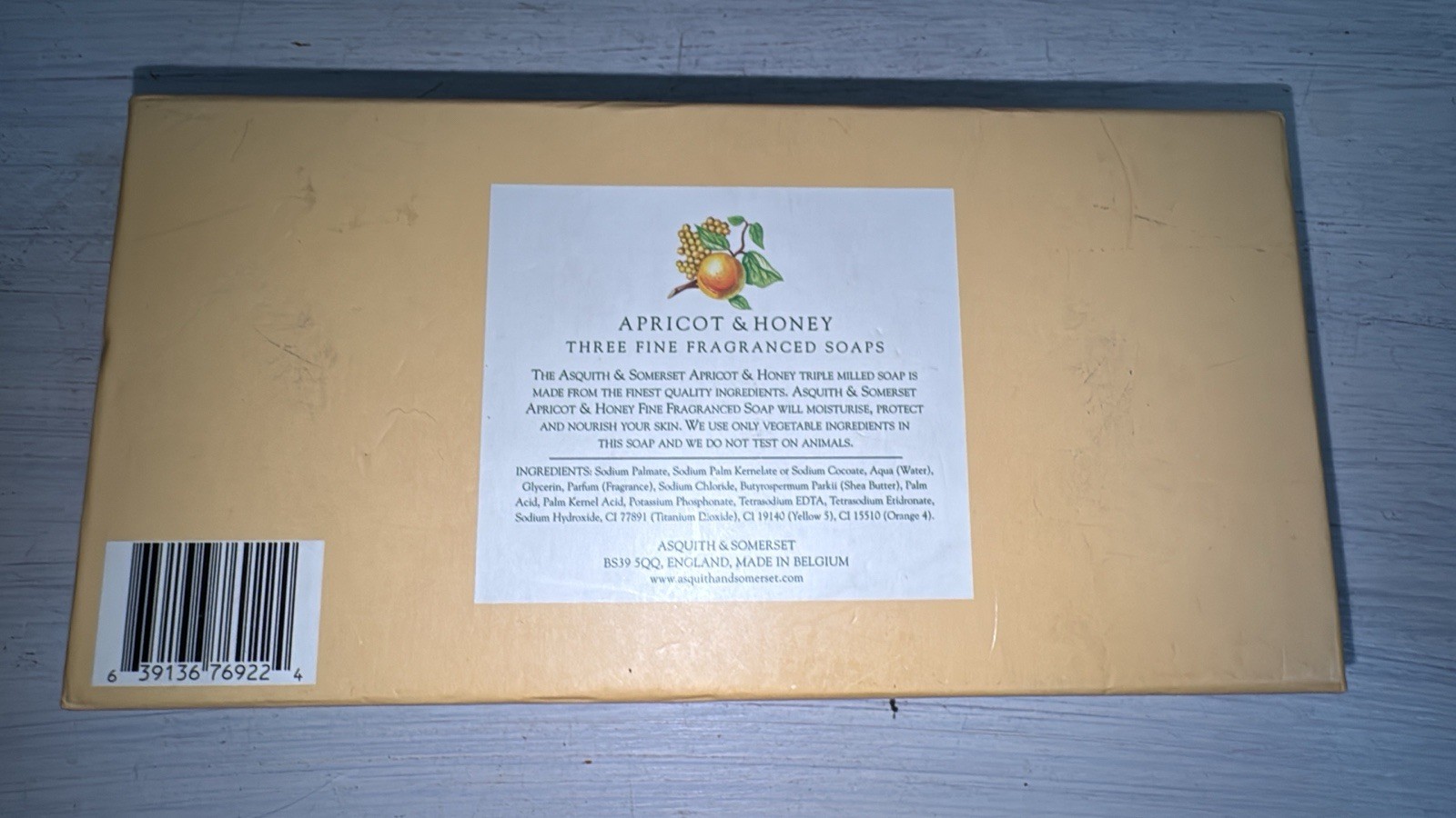 Asquith & Somerset Apricot & Honey Fine Fragranced Soaps 3 x 5.3 Oz each NEW