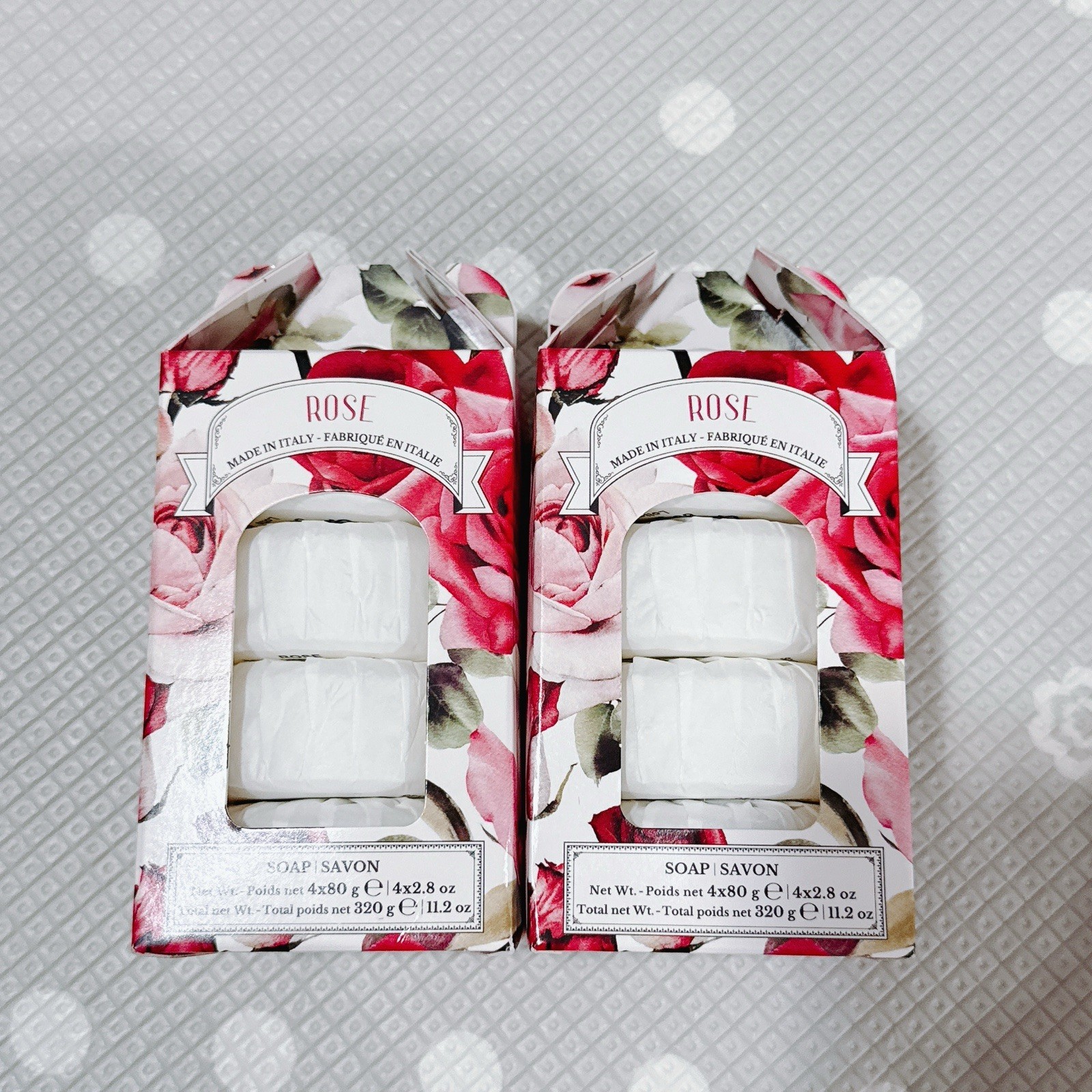 2X ZENI DIAMANTE -Set of 4 /Each -Triple Milled Bar Soaps ROSE Giftbox