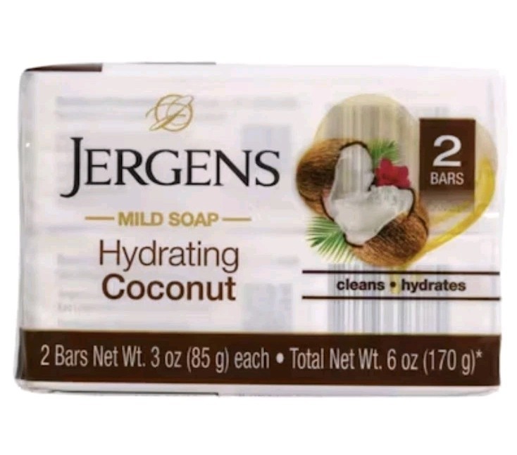 🤎 JERGENS 🤎 (2-BARS) 3 Oz 🥥🫧 ●HYDRATING COCONUT● 🥥🫧 ≈HYDRATING≈ Mild Soap.