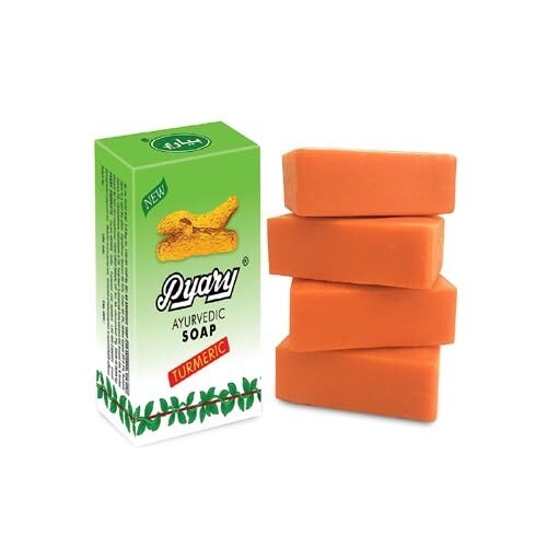 5 pcs Pyary ayurvedic turmeric soap 75 gms natural vegetable source صابون الكركم