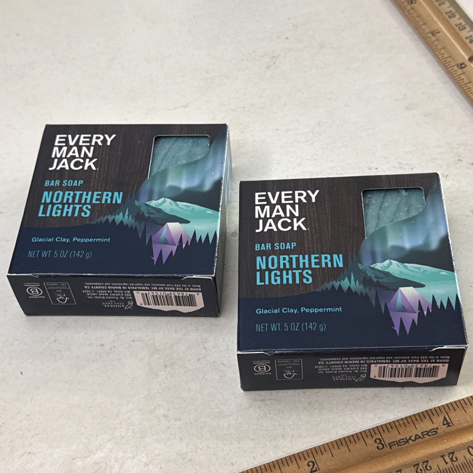 2x Every Man Jack NORTHERN LIGHTS Bar Soap Glacial Clay Peppermint Masculine Lot
