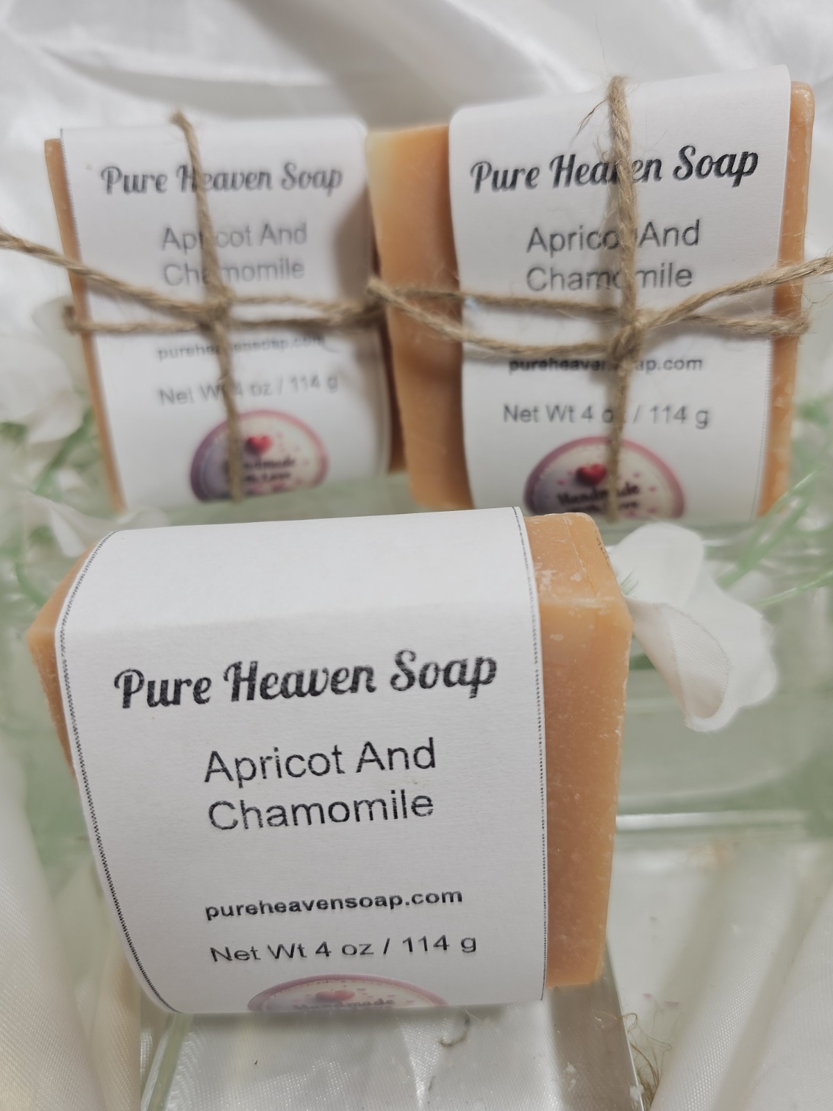 Handmade soap “Apricot and Camomile” 4oz. goats milk cottage core lot of 3