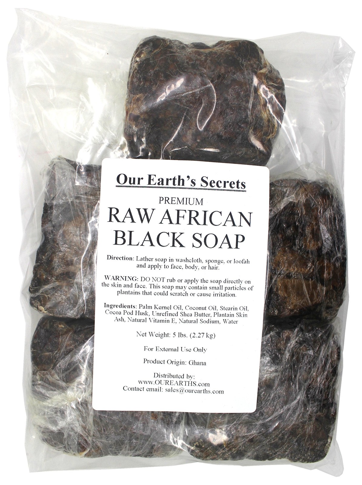 Our Earth’s Secrets Premium Natural Raw African Black Soap, 5 lbs Unscented