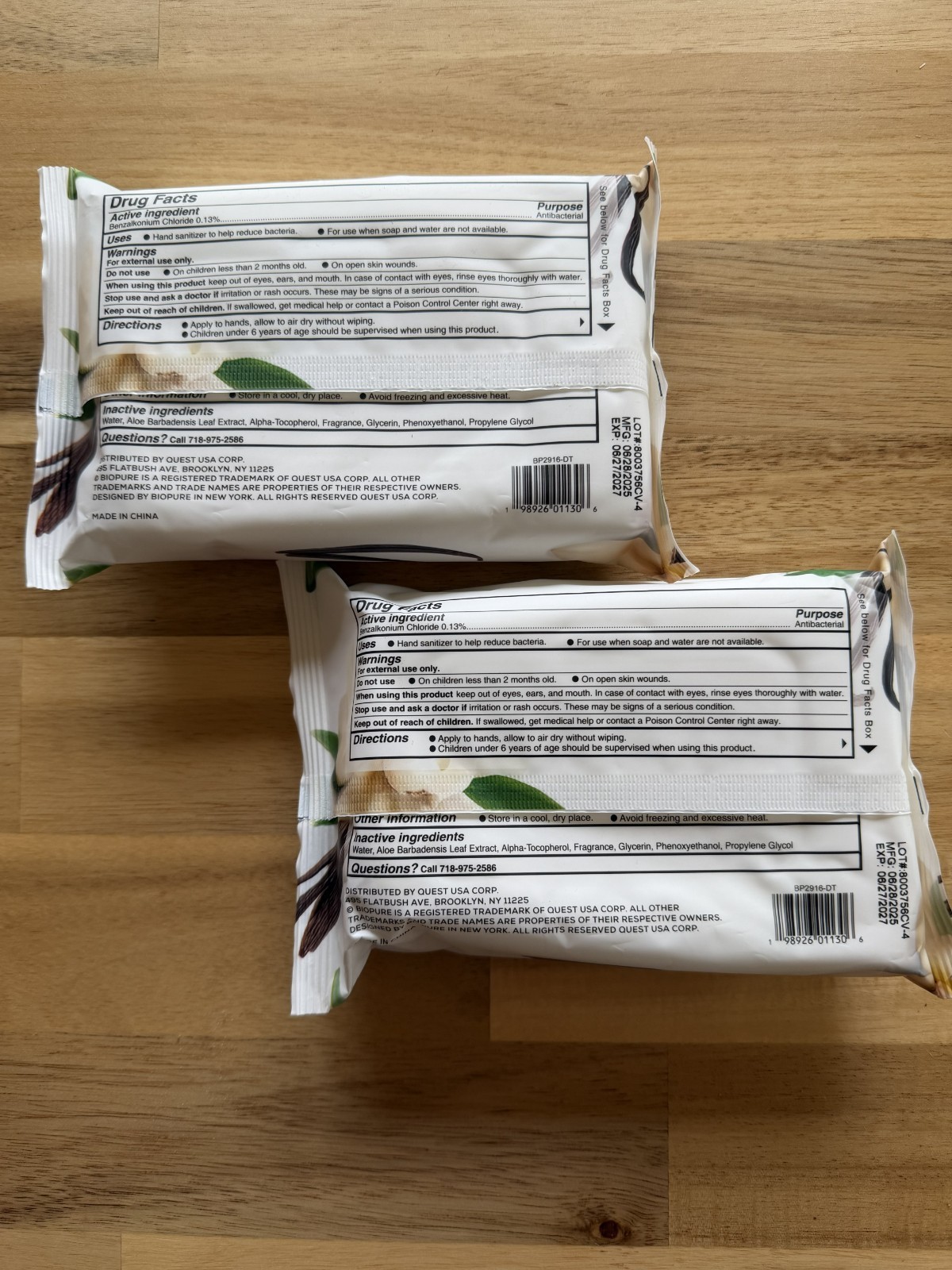 BIOPURE 2 Pack COZY VANILLA Anti-Bacterial Hand Wipes – 80 Count NEW