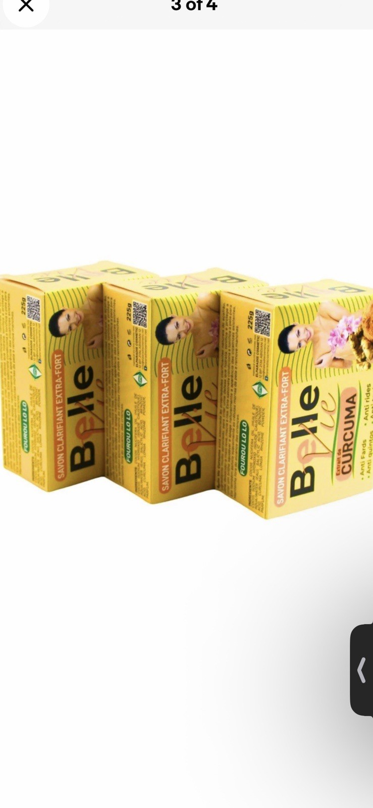 X 3 Soap. Belle Vie Turmeric Extracts Soap. Anti Dark Spots & Knuckles 225g X 3