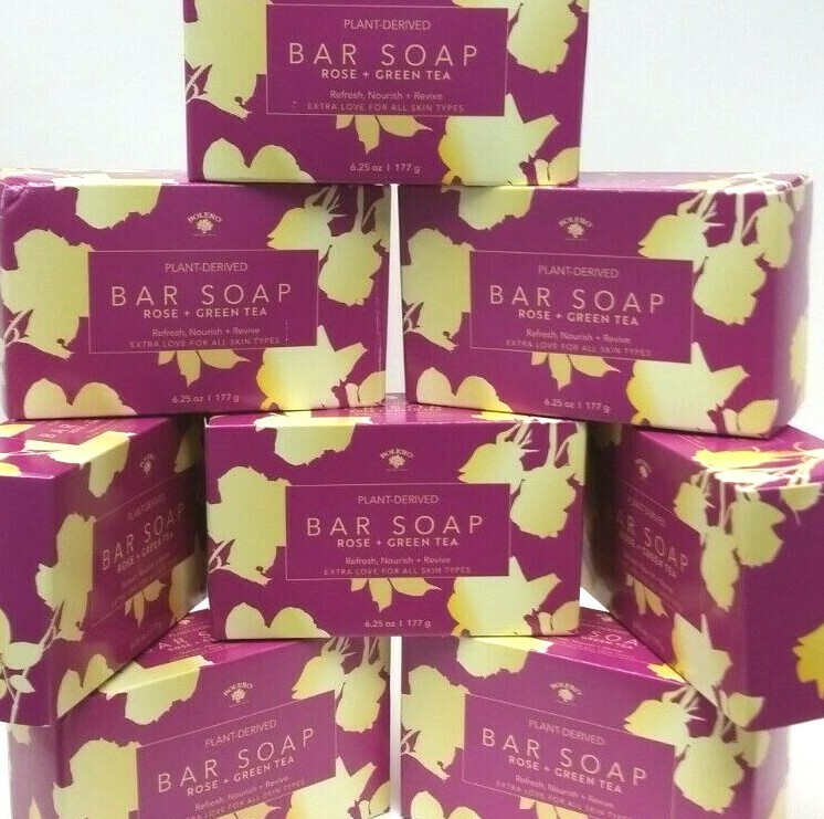 LOT 8 x Large Bolero Plant Derived ROSE + GREEN TEA Bar Soap Bath 6.25oz Revive