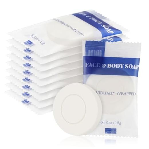 Travel Size Bar Soap in Bulk, Individually Wrapped Disposable Mini Soap for 10