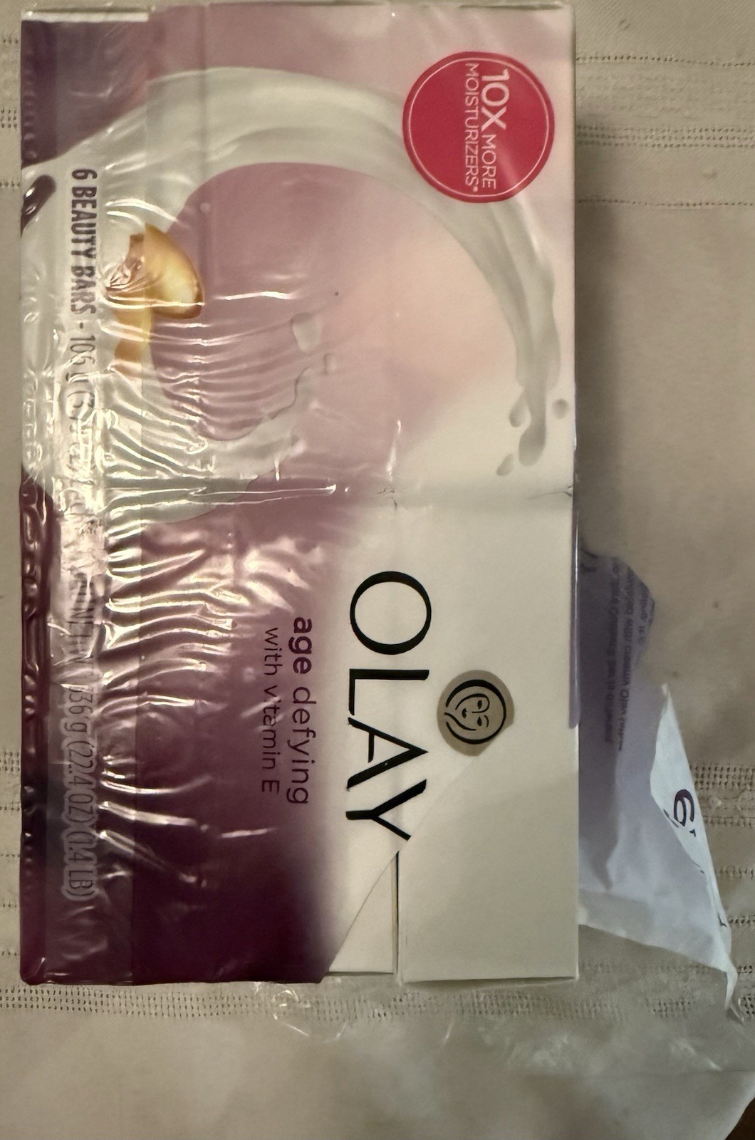 Olay Age Defying Beauty Bar Soap 6 Pack Old Formula Vitamin E ~TORN PKG BARS NEW