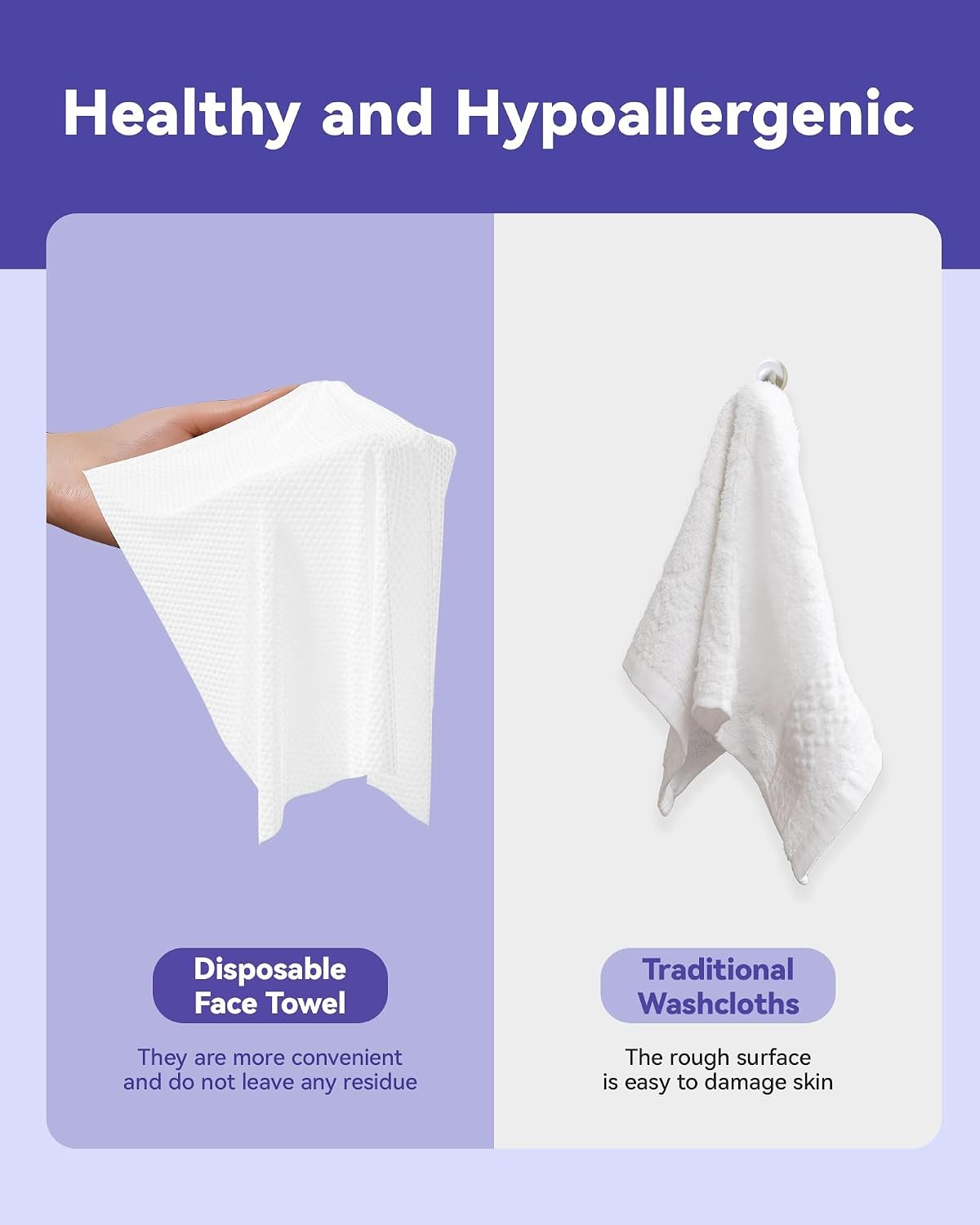 Disposable Face Towels, 10″×12″ XL Face Towelette Disposable, Soft Makeup