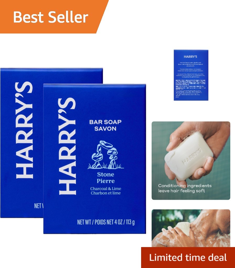 Gentle Men’s Body Soap – Stone Scent, 4 oz Bars, 2-Pack for All Skin Types