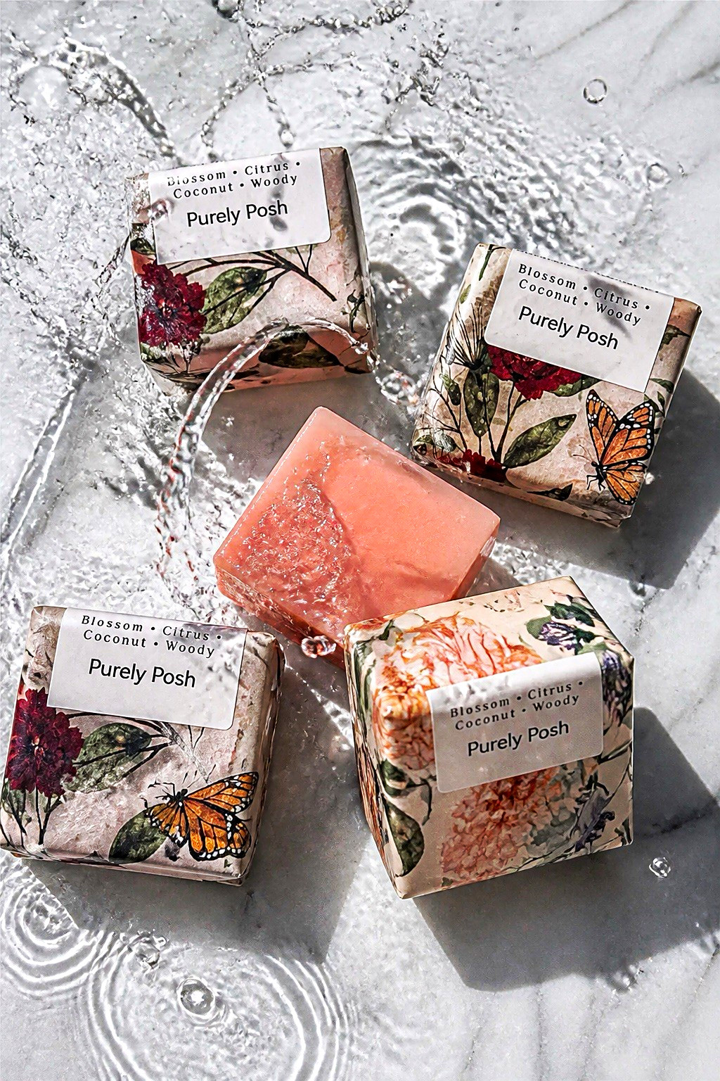 Purely Posh Spa & Relaxation Blooming Bouquet Goat Milk Bar Soap 20.23 oz 4 pcs