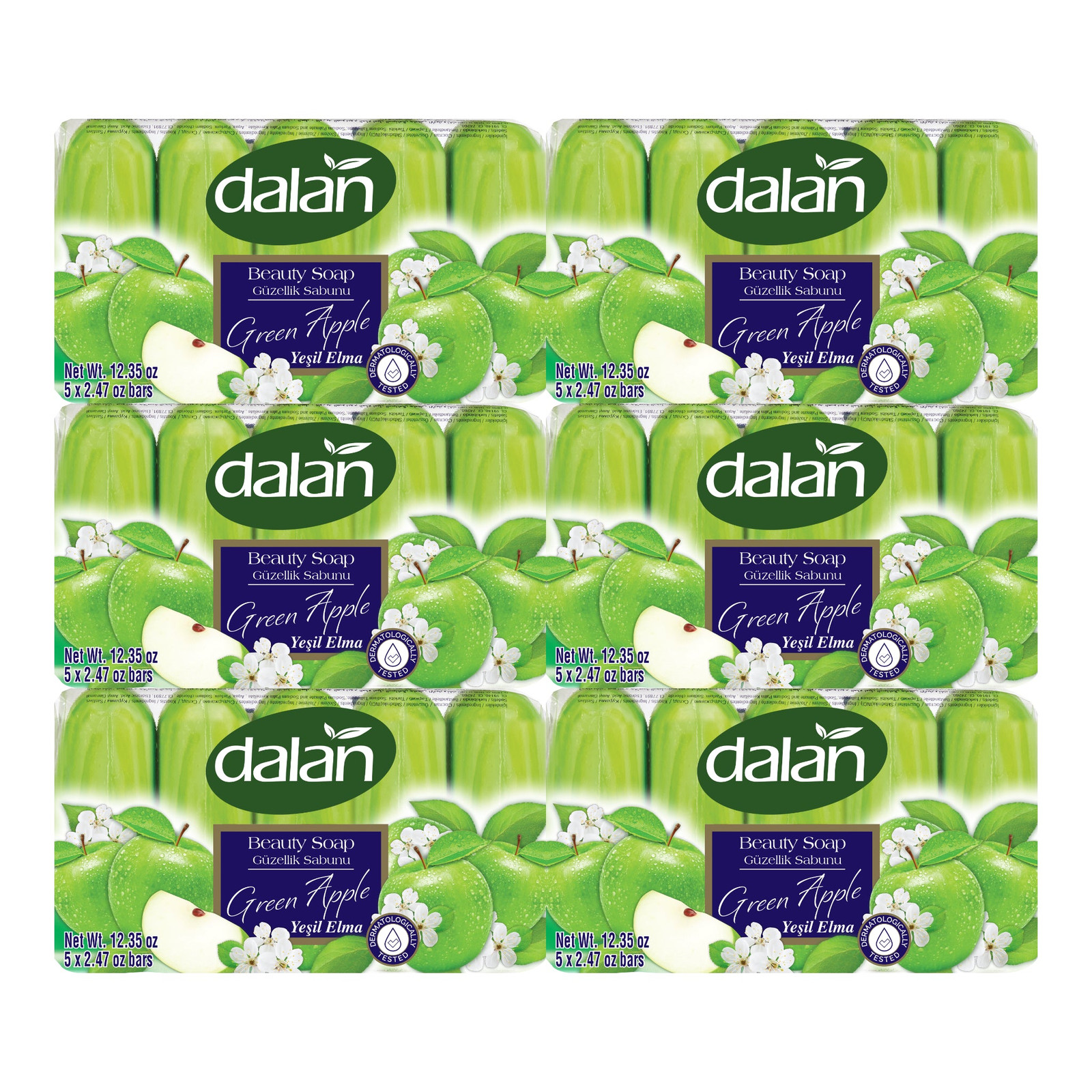 Dalan Green Apple Beauty Soap Bar, 30 Bars x 2.47oz. Each