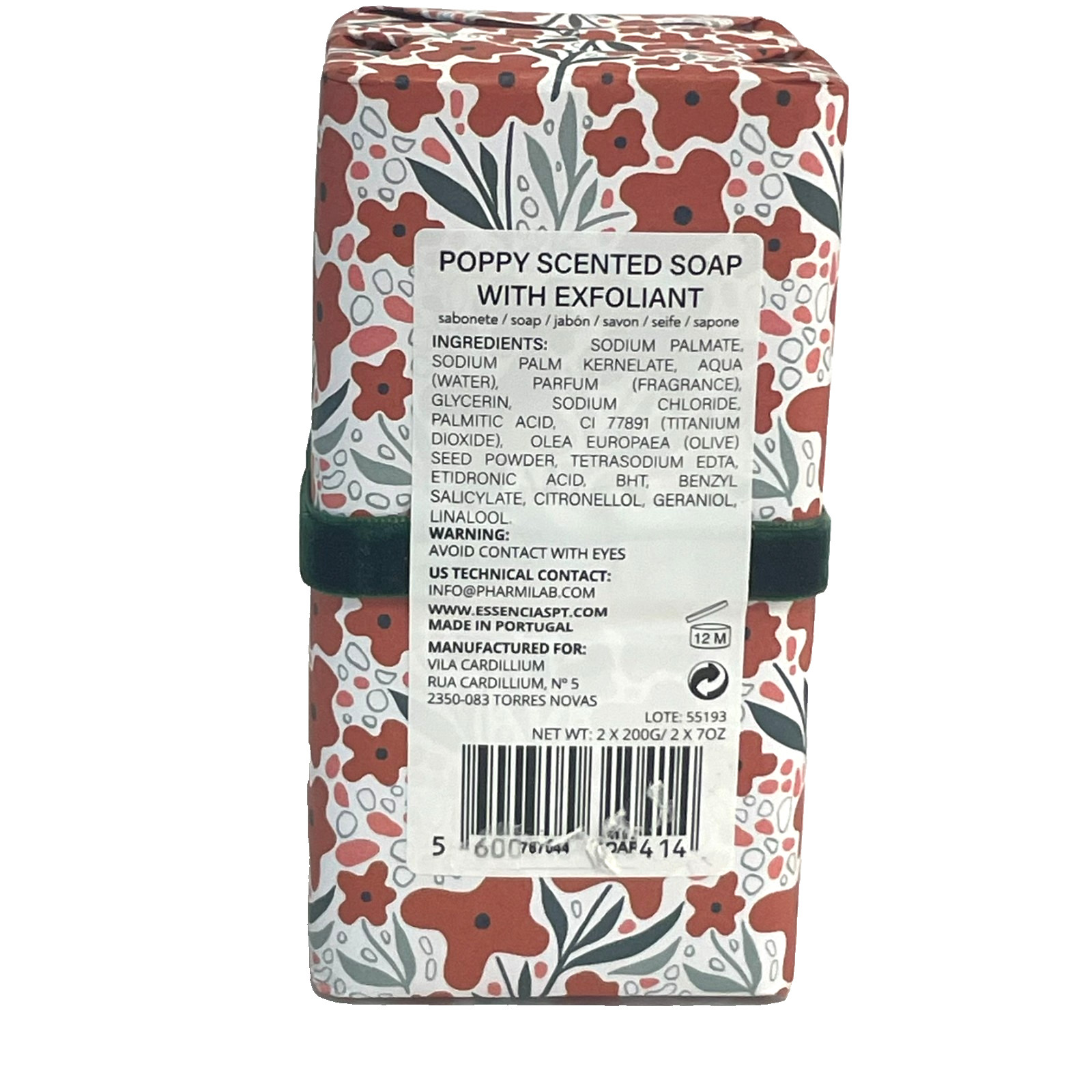 NEW – Villa Cardilium Poppy Scented Soap Set w/ Scrub 2x200g Portugal Gift