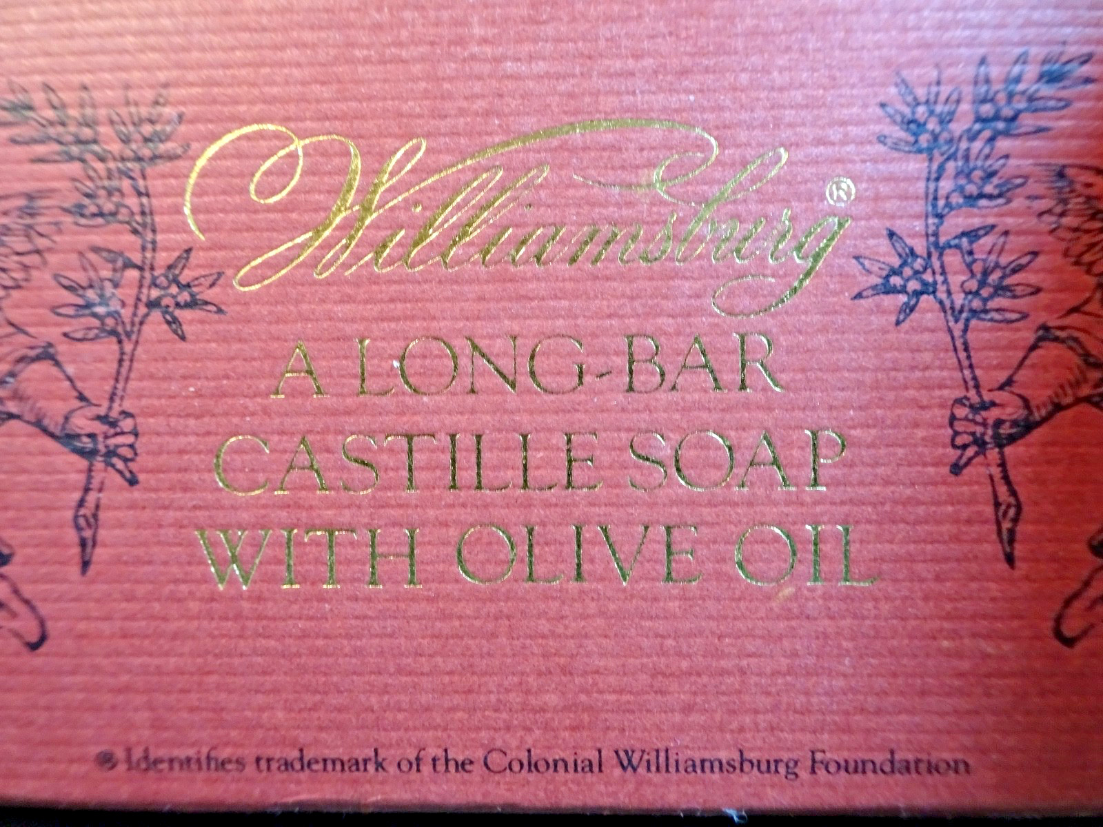 CASWELL MASSEY WILLIAMSBURG LONG BAR CASTILLE SOAP W. OLIVE OIL, 3 BARS, 6.9 OZ