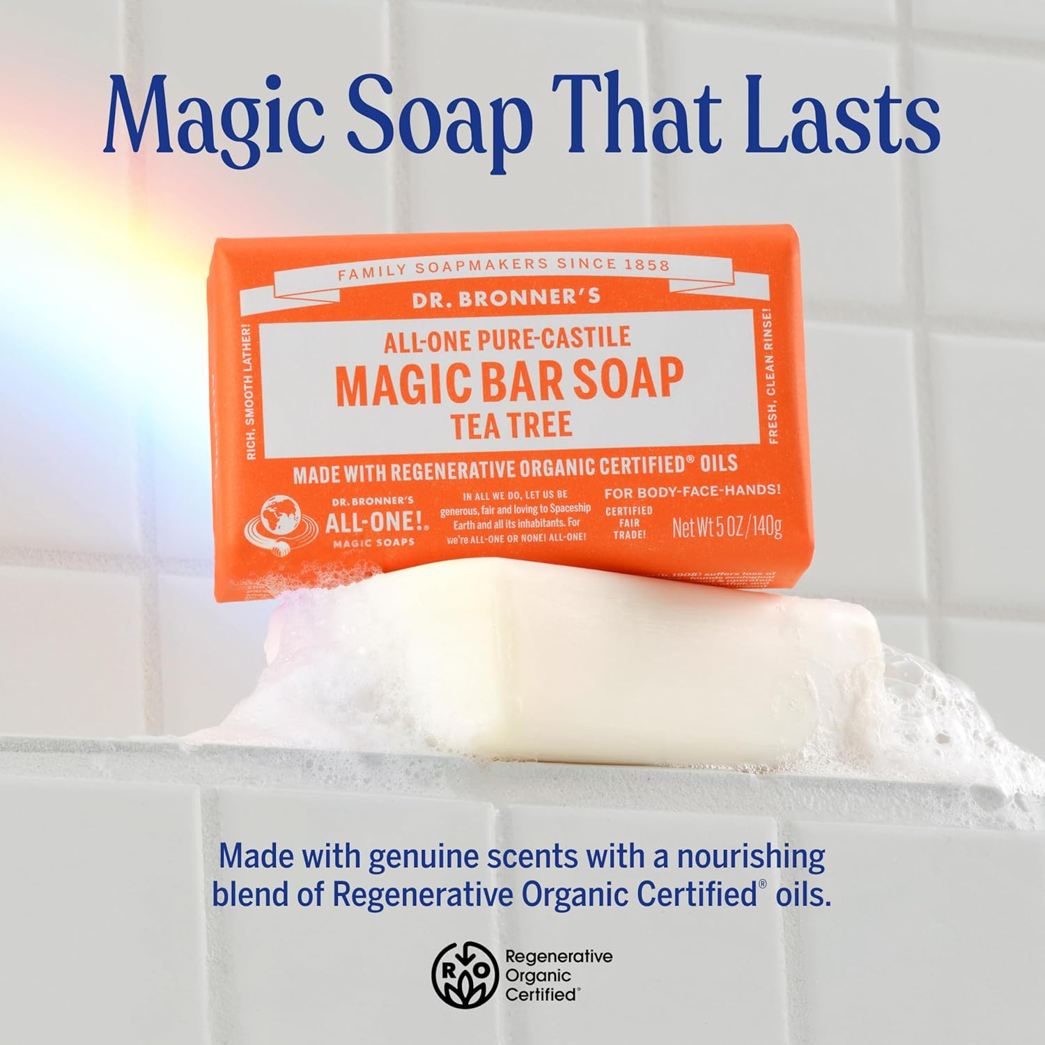 Pure-Castile Magic Bar Soaps (5 Ounce Variety Gift Pack) Almond, Unscented, Lave