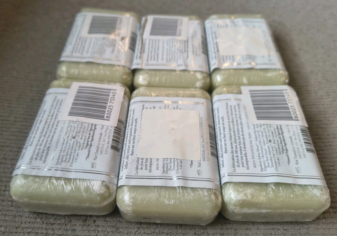 Mistral APPLE BLOSSOM Gentle Vegetable Organic Soap Bar 200g/7oz EA France 6 LOT