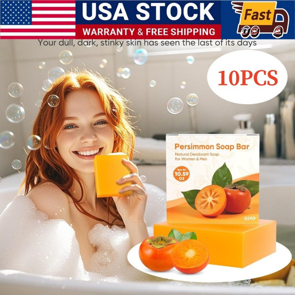 10PCS Natural Persimmon Body Soap Lasting Fragrance for All Skin Anti-Sweat Odor