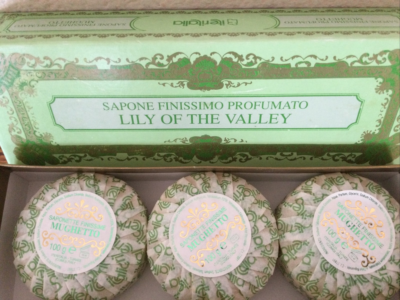 Gift Set 3 Cakes Mughetto Italian Lily of the Valley Finest Scented Soap 3X3.5oz