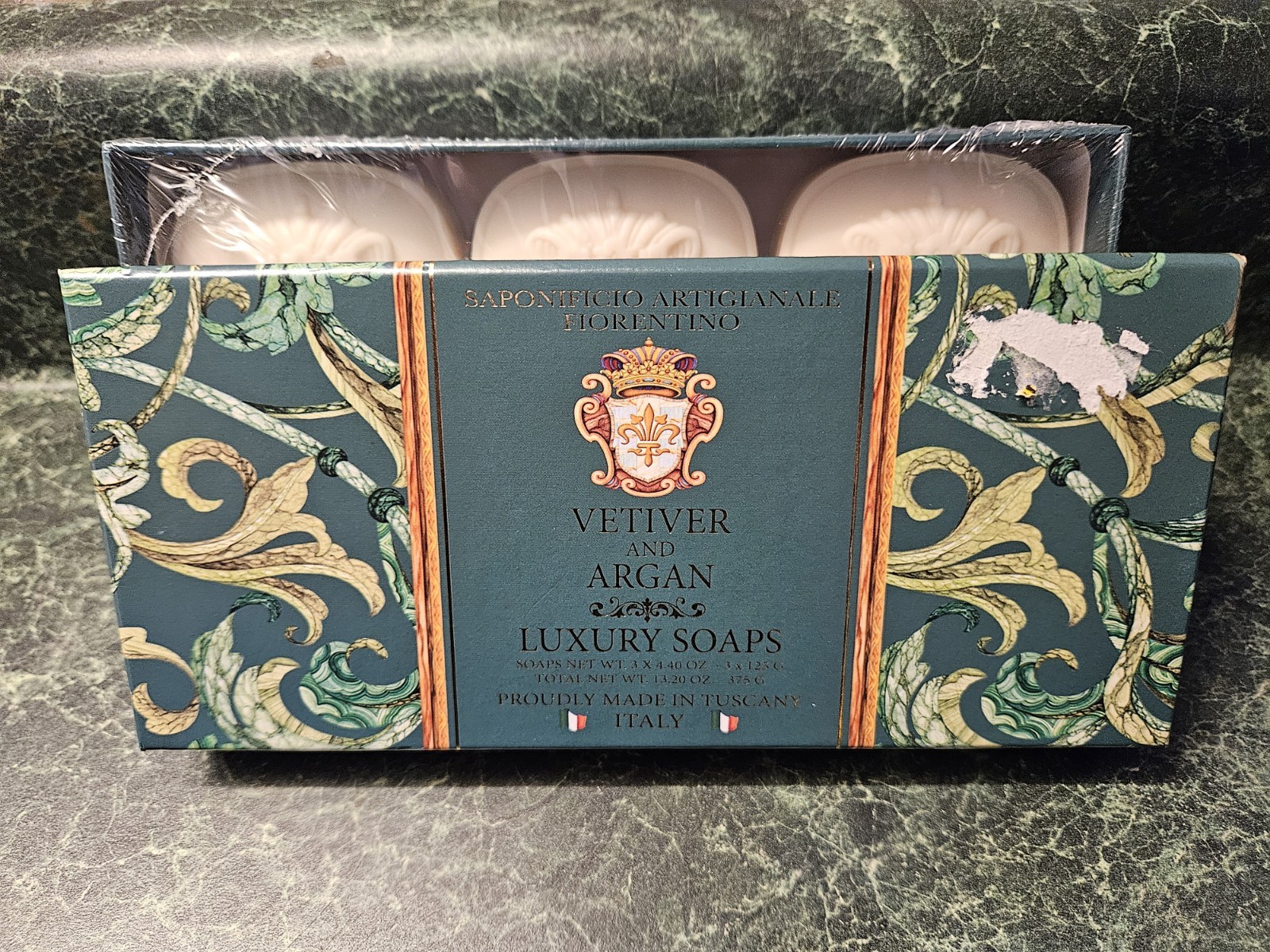Saponificio Artigianale Fiorentino Vetiver & Argan Luxury Soap Set 3 Made Italy