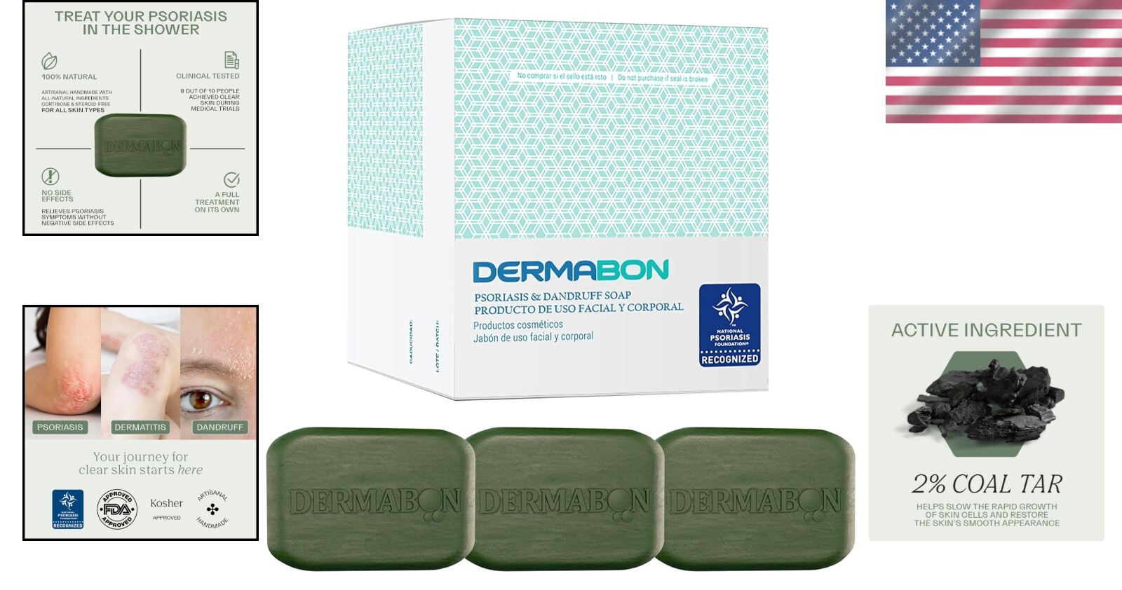 Intensive Relief Soap Bar for Psoriasis & Eczema – 3 Pack, Moisturizing Formula=