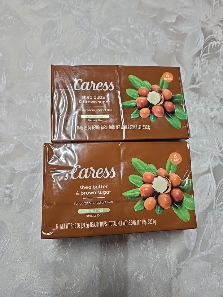 Caress Shea Butter Brown Sugar Bar Soap Exfoliating Beauty Bars 12 Bars Lot Of 2