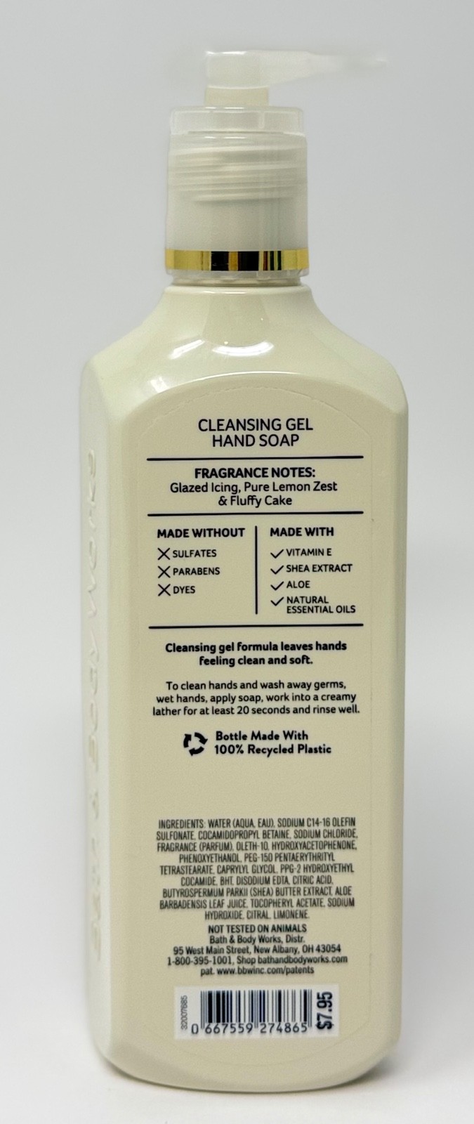 1 NEW BATH & BODY WORKS ICED LEMON POUND CAKE CLEANSING GEL HAND SOAP WASH 8 OZ