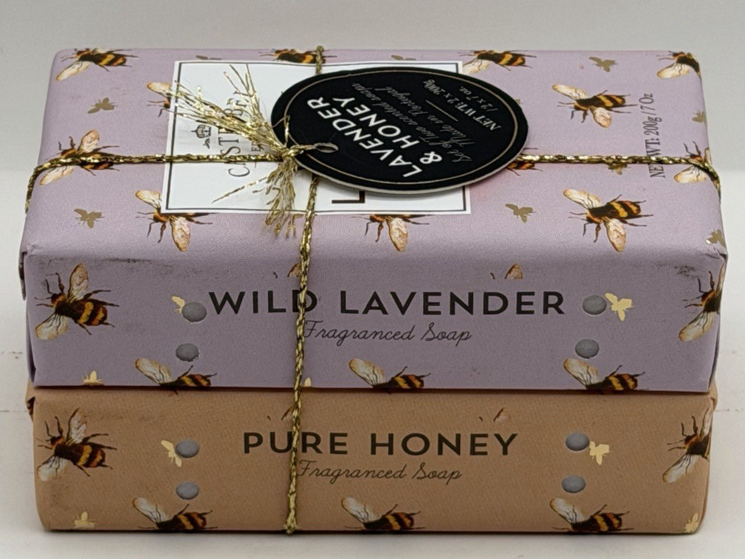2 Pack Castelbel 7oz Bar Soap Wild Lavender Pure Honey Scented Soap Portugal