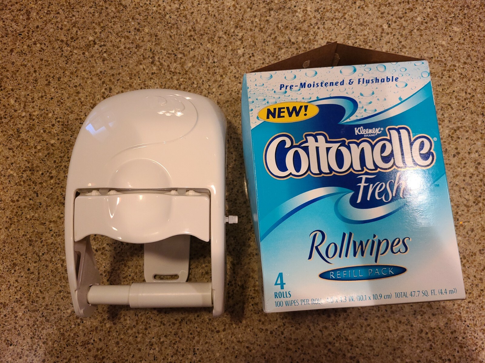 Cottonelle Fresh Rollwipes Dispenser and 4 Moist refill Rolls Discontinued