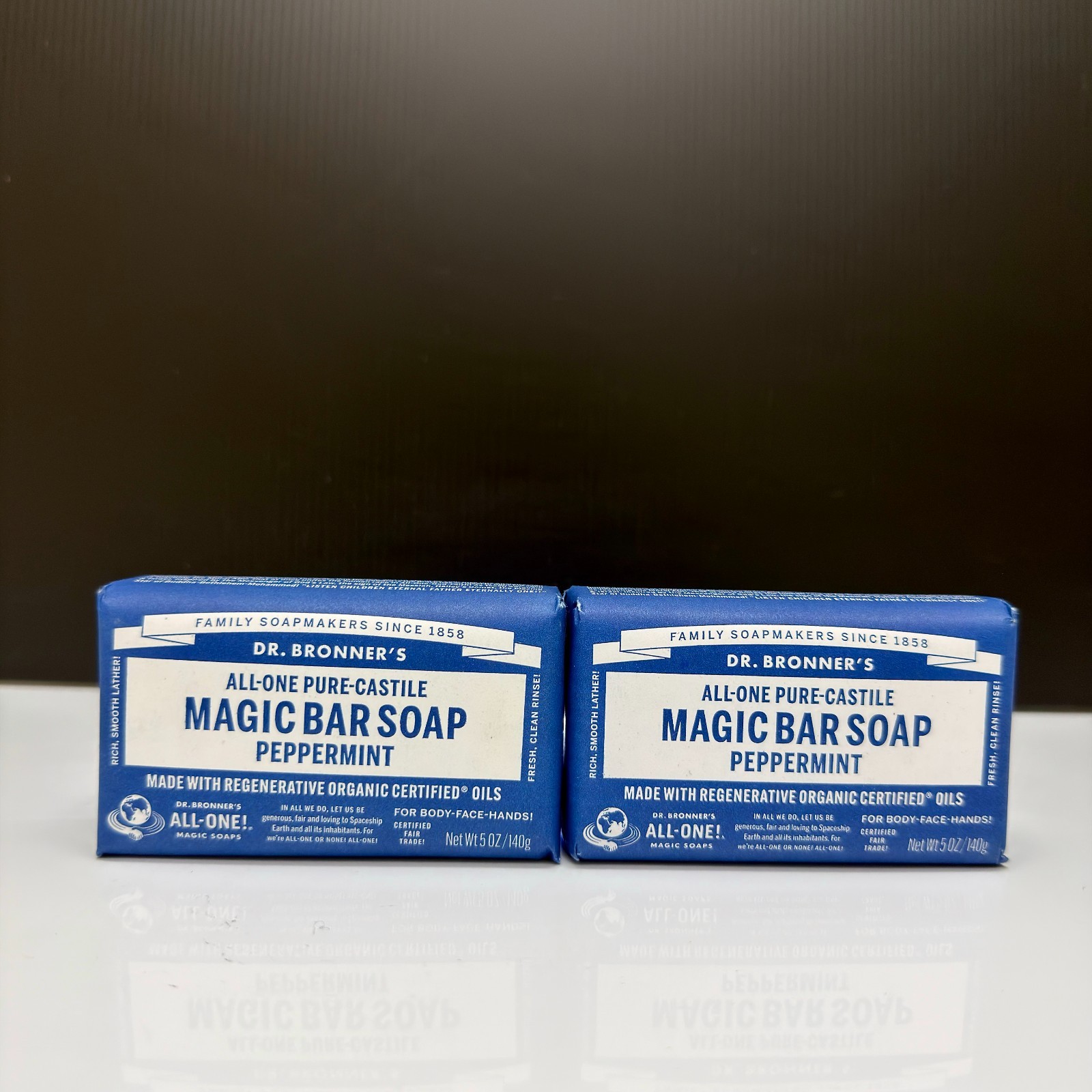 Lot of 2 Dr Bronner Magic Bar Soap Peppermint white 5 oz •:*¨¨*: