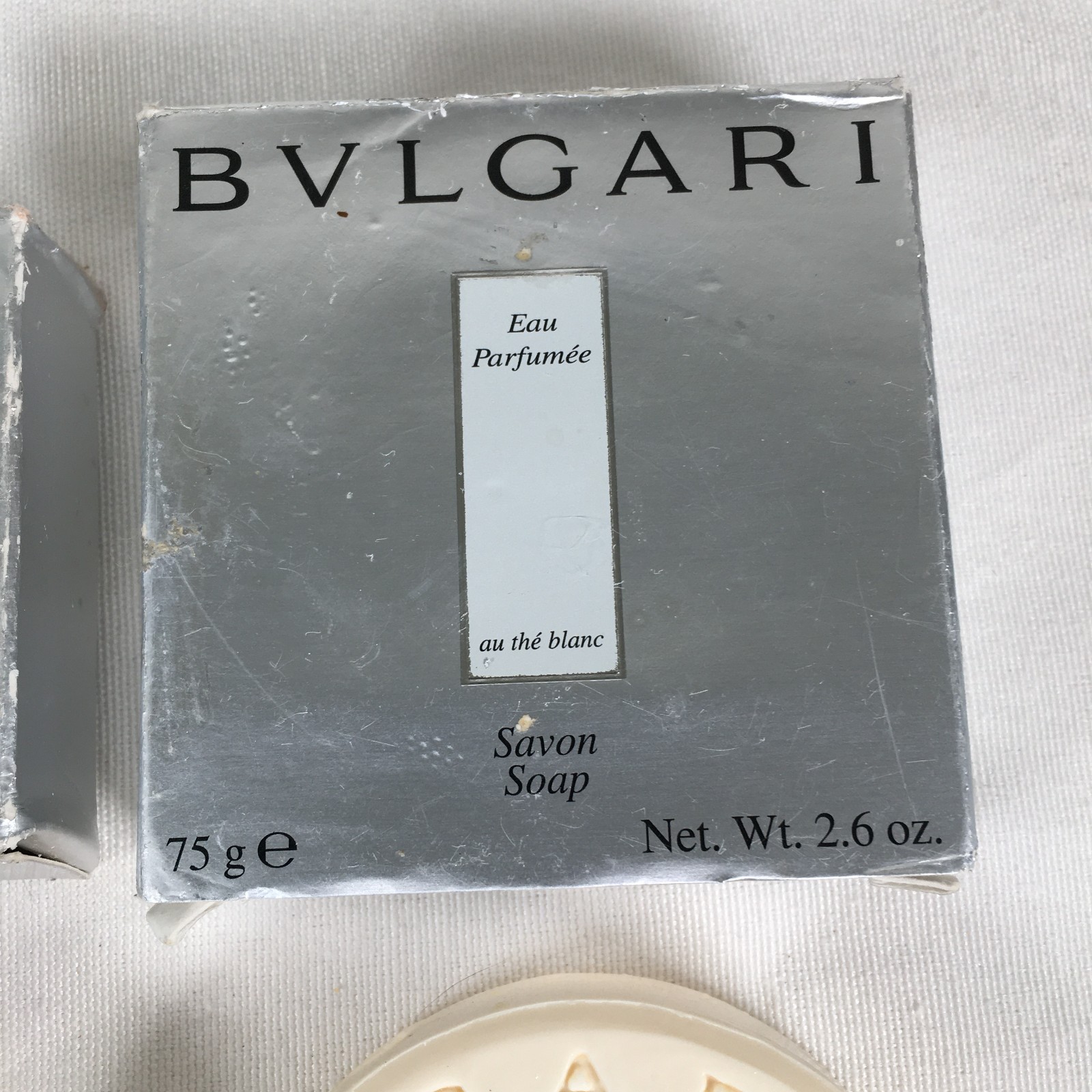 Lot of 2 Bvlgari Eau Parfumee au the Blanc Savon Soap 2.6oz & 1.76oz