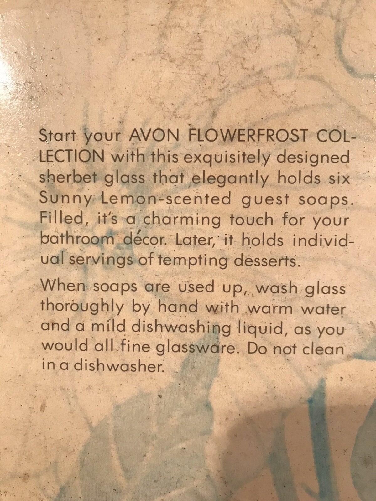 Avon 1979 Flower frost Collection Sherbert Glass holder Frost No Soaps VTG
