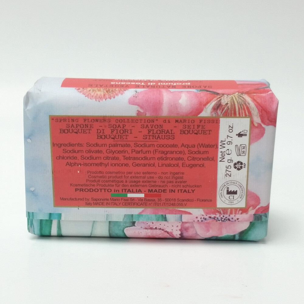 Saponerie Mario Fissi Floral Bouquet Spring Flowers Scented Bath Soap Bar 9.7 oz