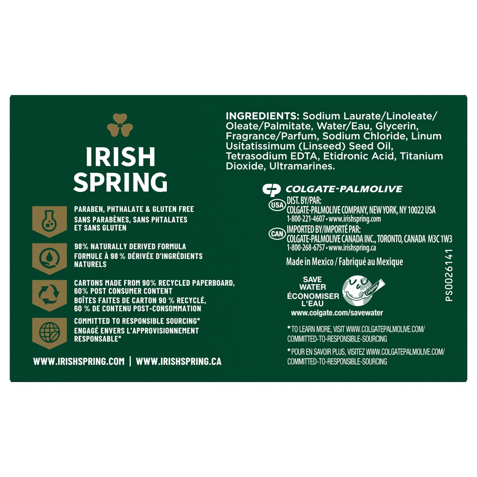 4-Pack Irish Spring Deodorant Bar Soap, Icy Blast, 3.75oz Each (12 Bars Total)