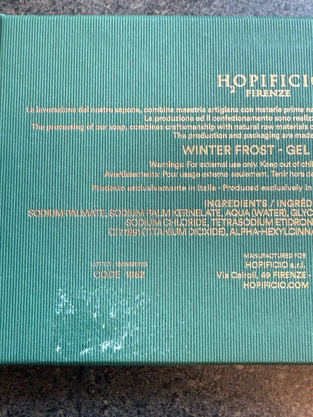 3x HOPIFICIO Holiday Christmas Soap Set WINTER FROST NIB Italy Triple Milled