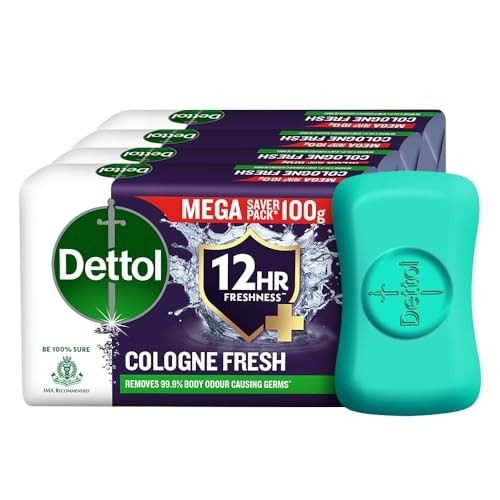 Dettol Cologne Fresh Bathing Soap 100g Pack of 4 12hr Fresh Germ Protection FS