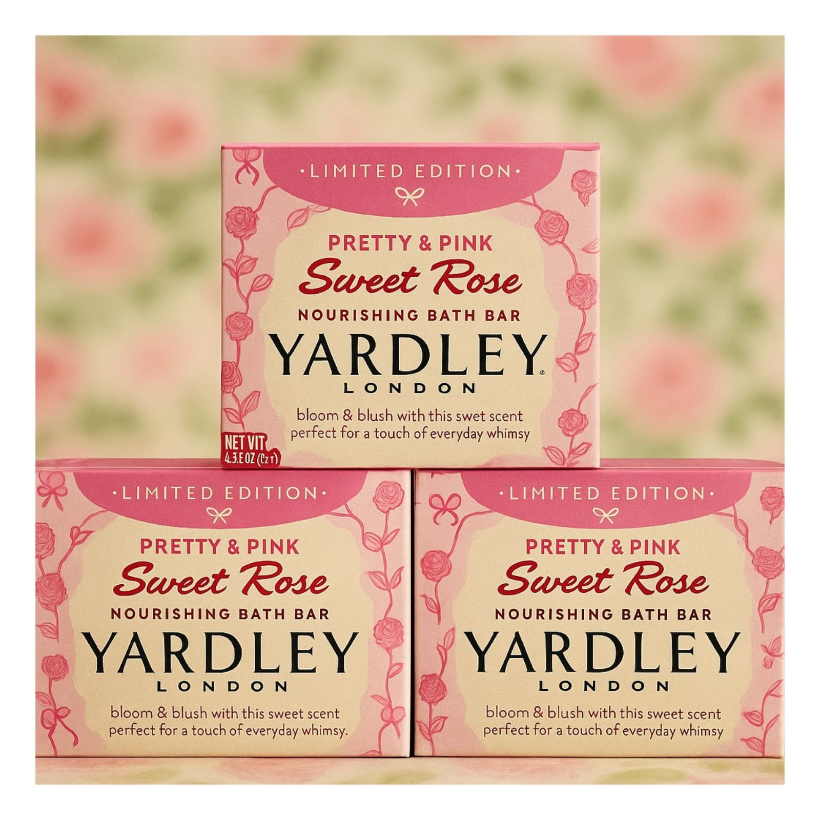 3 Yardley® London FROSTED CRANBERRY Soap LIMITED EDITION 4.25oz w/Essential Oil