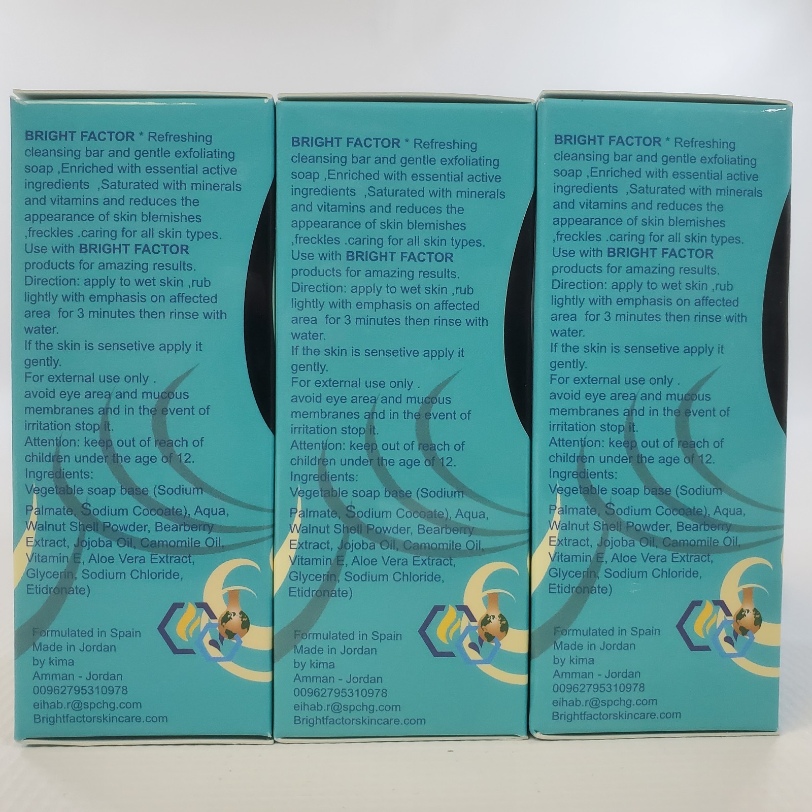 Bright Factor Savon Exfoliating Soap – Pack of 3 x 7oz (200g) – Jojoba Oil Aloe