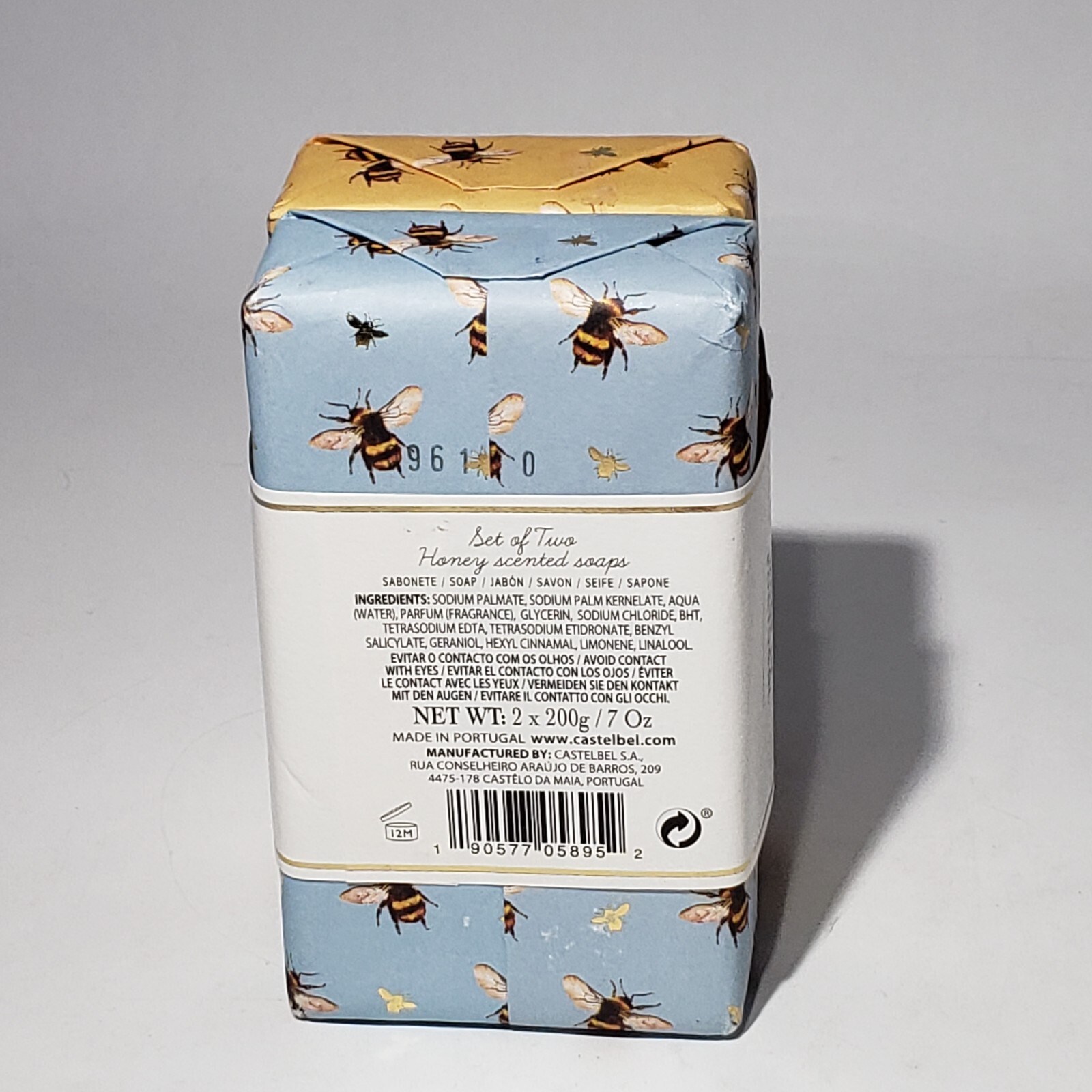 Set of 2 Castelbel Just Bee Yourself Honey Scented Soap 2 x 7oz Bars Portugal