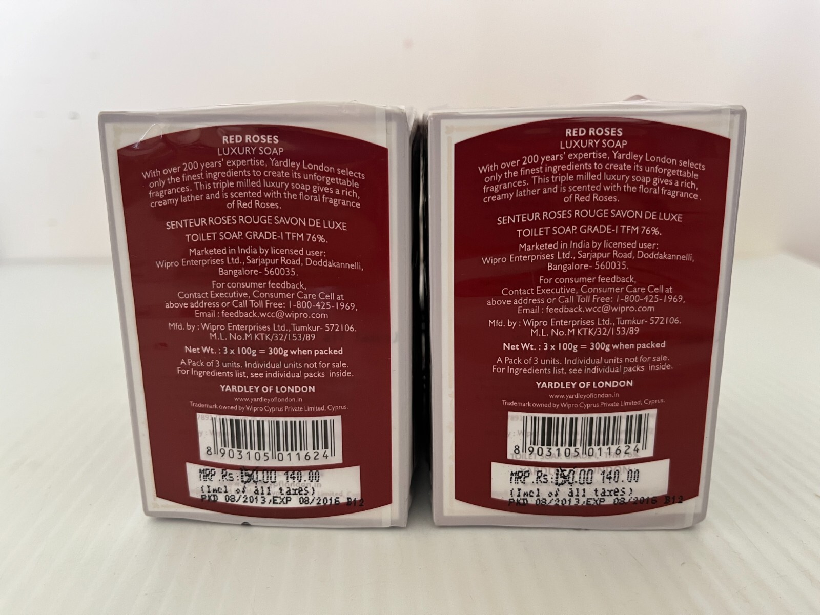 NEW YARDLEY RED ROSES SET OF 6 BARS TRIPLE MILLED LUXURY SOAP 600g