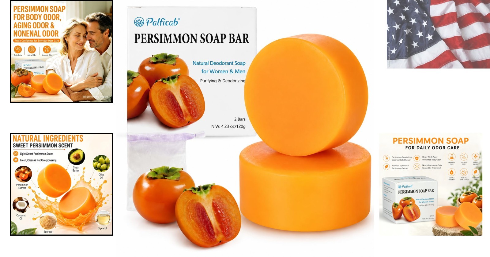 Persimmon Soap for Body Odor and Aging Odor | Deodorizing Soap for Women & Me…