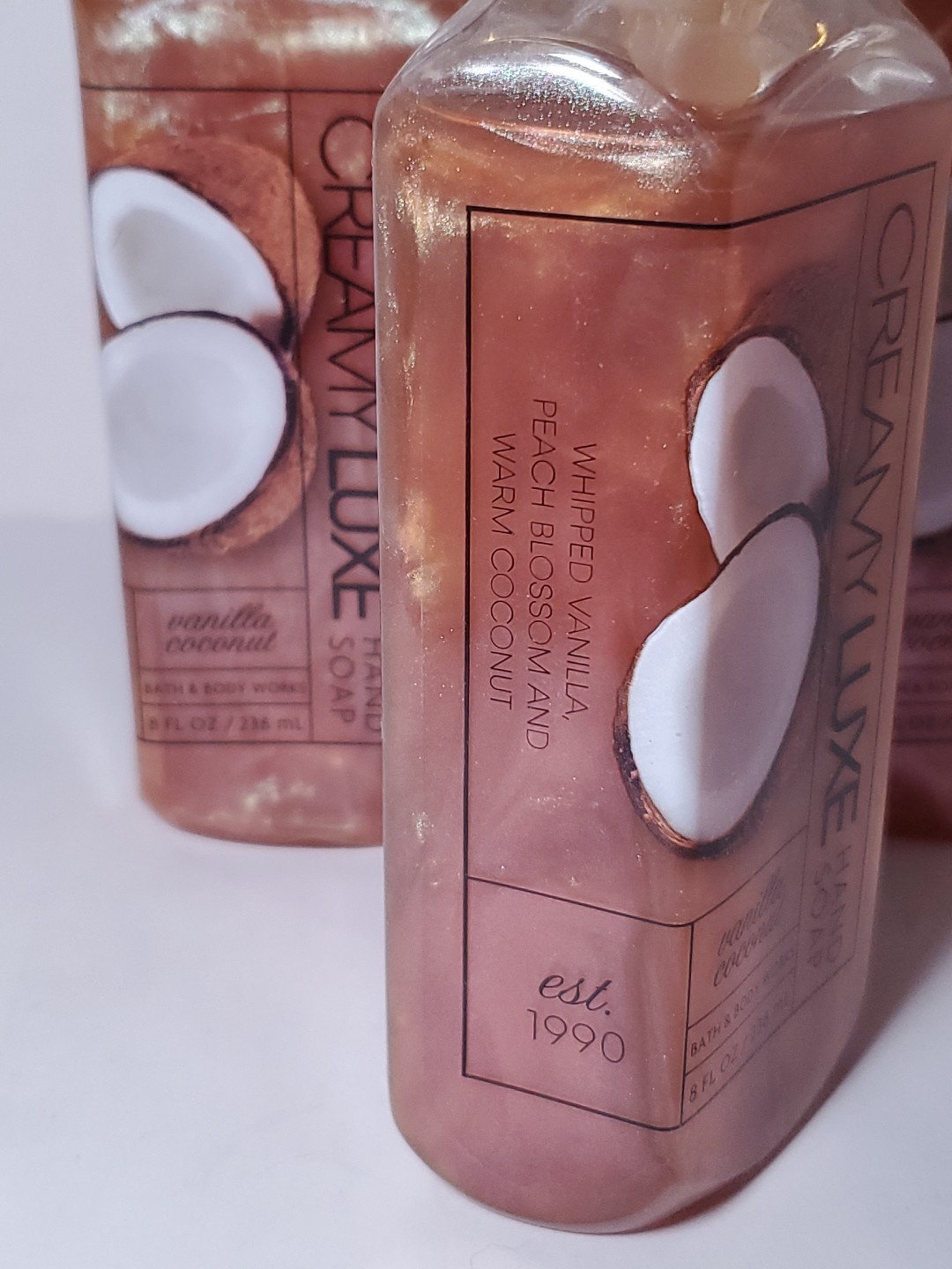Pack of 4 Bath & Body Works VANILLA COCONUT Creamy Luxe Hand Soap 8.0oz Bulk Lot