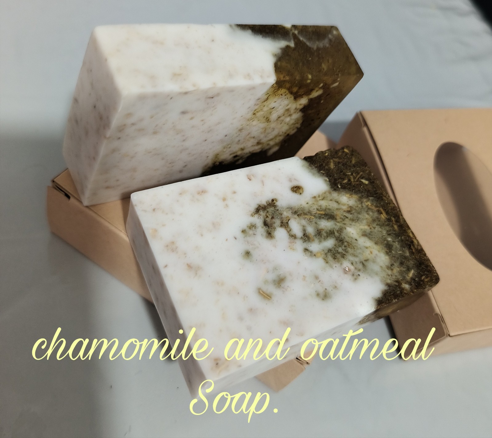 Homemade Chamomile Scent Rectangular Body Bar Soap for Sensitive Skin
